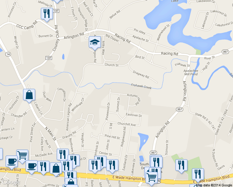 map of restaurants, bars, coffee shops, grocery stores, and more near 127 Autumn Hill Road in Greer