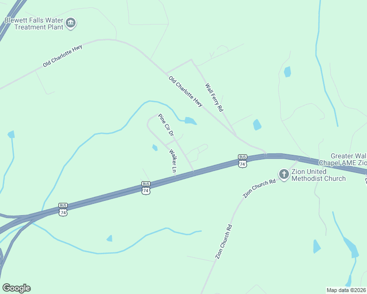 map of restaurants, bars, coffee shops, grocery stores, and more near 126 Pine Circle Drive in Rockingham