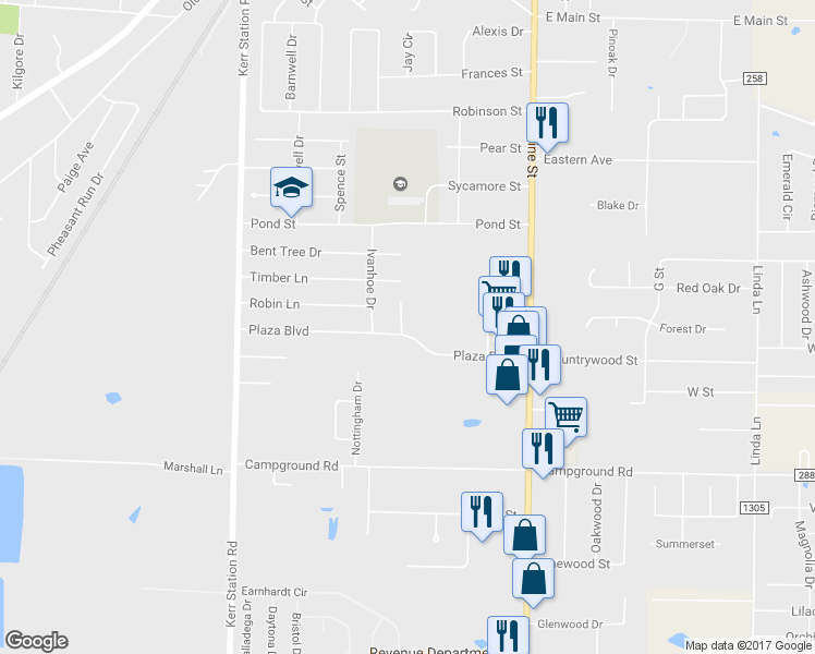 map of restaurants, bars, coffee shops, grocery stores, and more near 11 Plaza Cove in Cabot