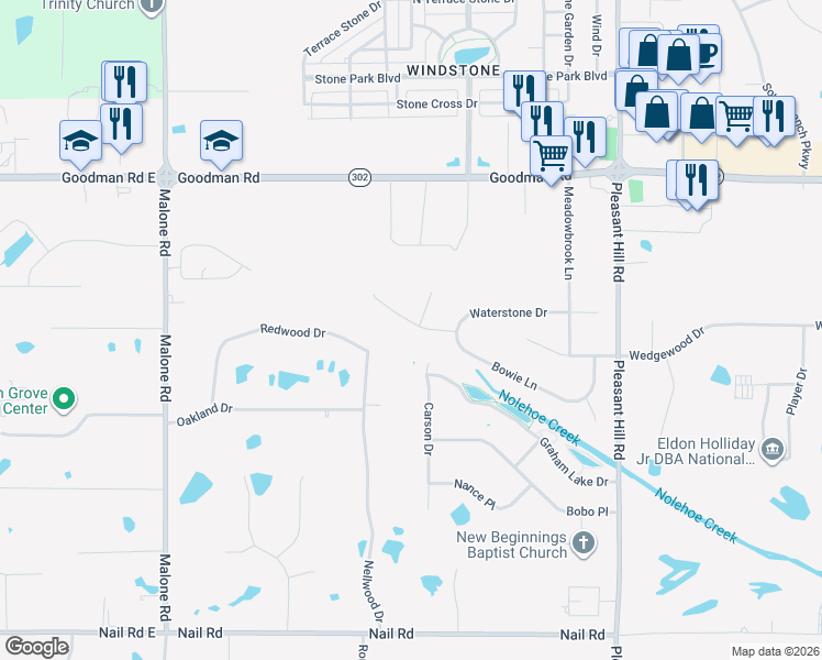 map of restaurants, bars, coffee shops, grocery stores, and more near 4629 Wedge Hill Drive in Olive Branch