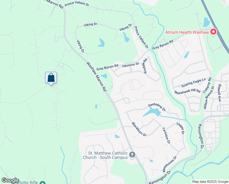 map of restaurants, bars, coffee shops, grocery stores, and more near 9006 Rochedale Place in Waxhaw