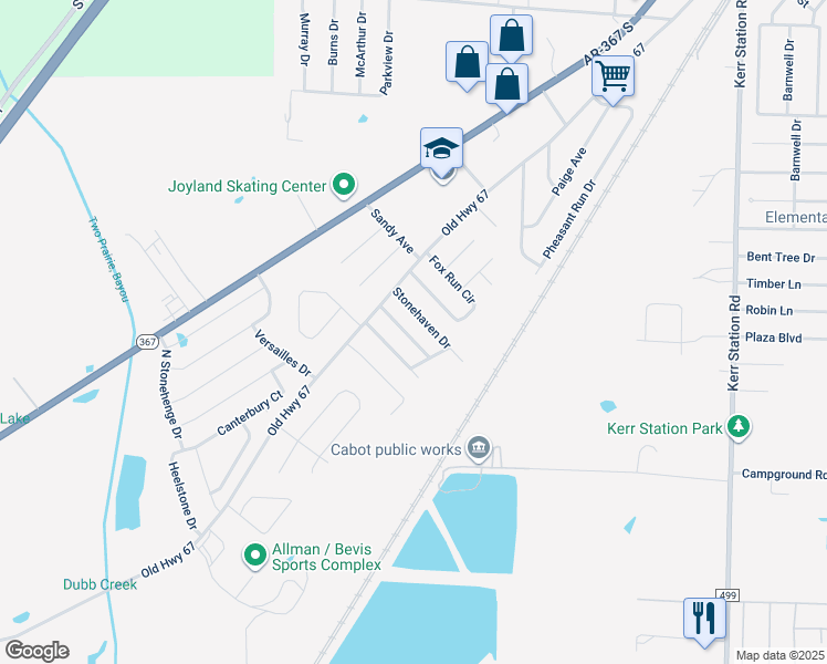 map of restaurants, bars, coffee shops, grocery stores, and more near 20 Winchester Court in Cabot