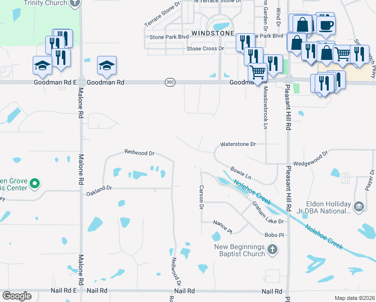 map of restaurants, bars, coffee shops, grocery stores, and more near 4629 Wedge Hill Drive in Olive Branch