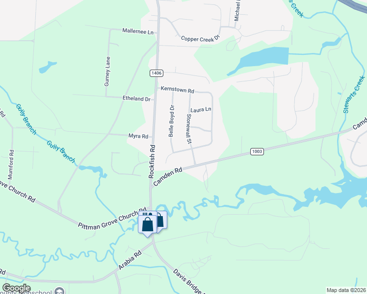 map of restaurants, bars, coffee shops, grocery stores, and more near 102 2 Hours Court in Raeford