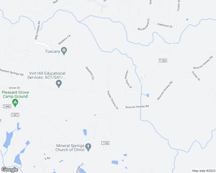 map of restaurants, bars, coffee shops, grocery stores, and more near 2309 Potter Downs Drive in Waxhaw