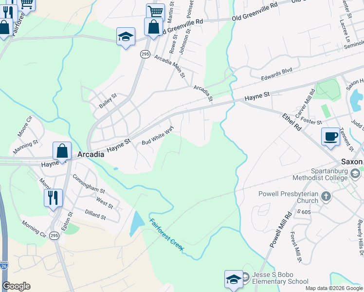 map of restaurants, bars, coffee shops, grocery stores, and more near 180 Bowers Court in Arcadia