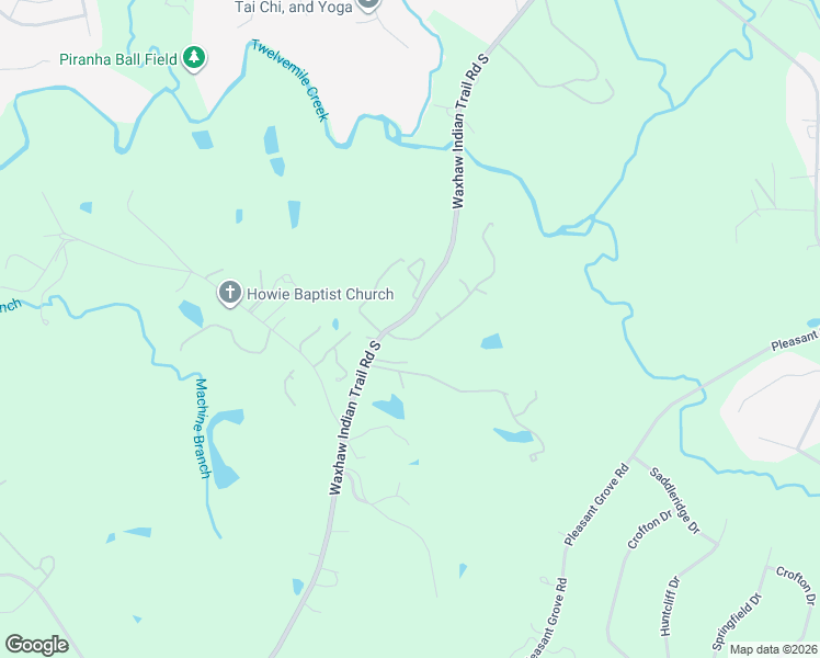 map of restaurants, bars, coffee shops, grocery stores, and more near 1405 Saratoga Woods Drive in Waxhaw