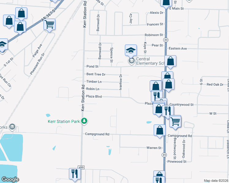 map of restaurants, bars, coffee shops, grocery stores, and more near 40 Robin Lane in Cabot
