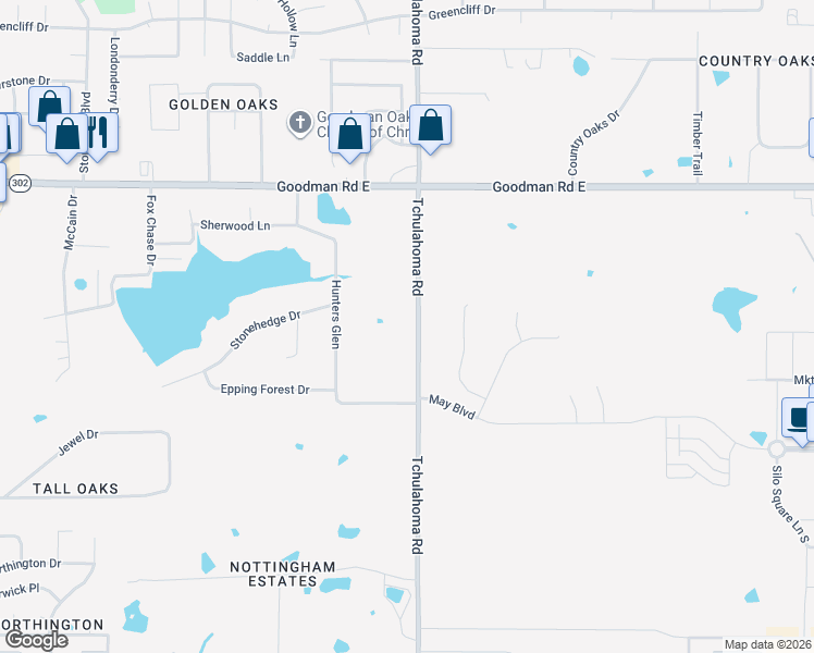 map of restaurants, bars, coffee shops, grocery stores, and more near 6629 Tchulahoma Road in Southaven