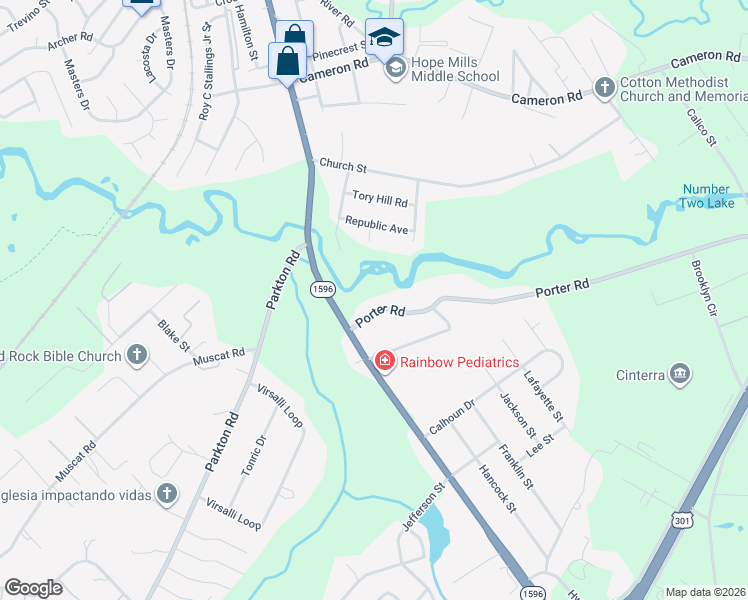 map of restaurants, bars, coffee shops, grocery stores, and more near 812 Porter Road in Hope Mills
