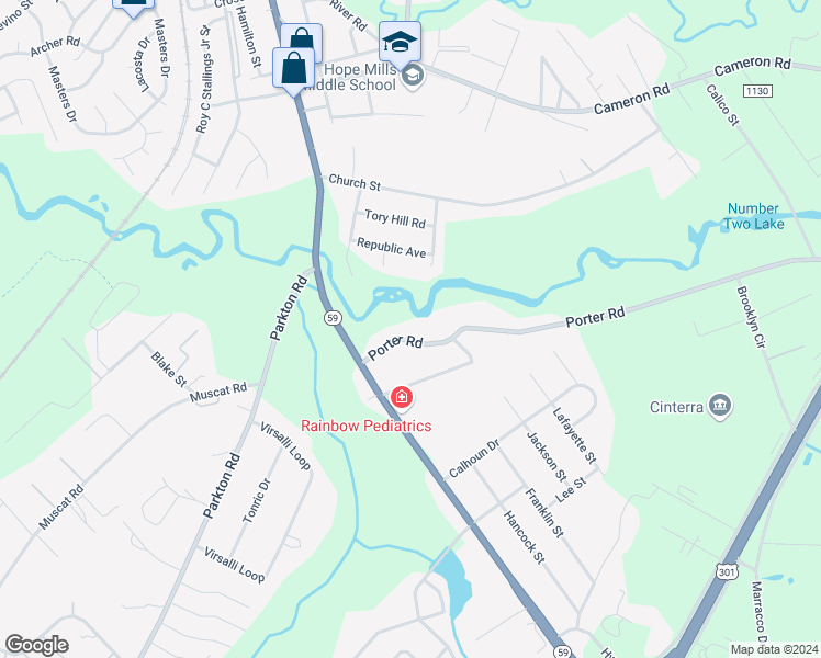 map of restaurants, bars, coffee shops, grocery stores, and more near 752 Porter Road in Hope Mills