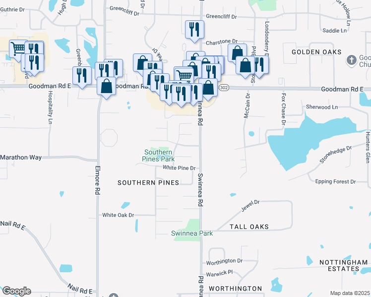 map of restaurants, bars, coffee shops, grocery stores, and more near 935 Rutland Drive in Southaven
