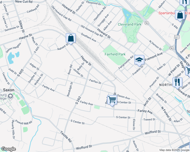map of restaurants, bars, coffee shops, grocery stores, and more near 764 Whitlock Street in Spartanburg