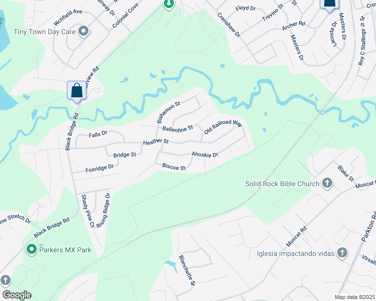 map of restaurants, bars, coffee shops, grocery stores, and more near 5420 Ahoskie Drive in Hope Mills