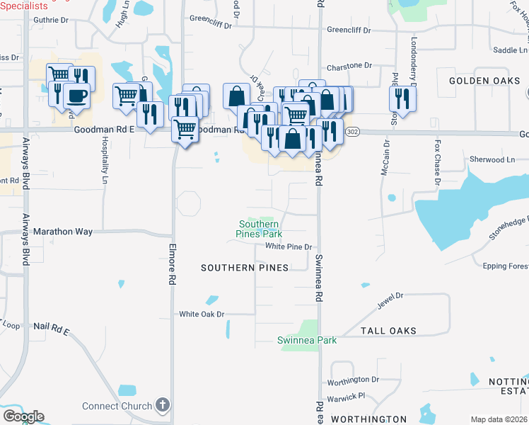 map of restaurants, bars, coffee shops, grocery stores, and more near 788 Rutland Drive in Southaven