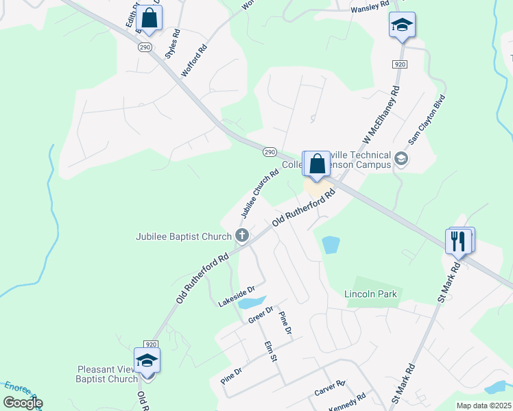 map of restaurants, bars, coffee shops, grocery stores, and more near 86 Jubilee Church Road in Taylors