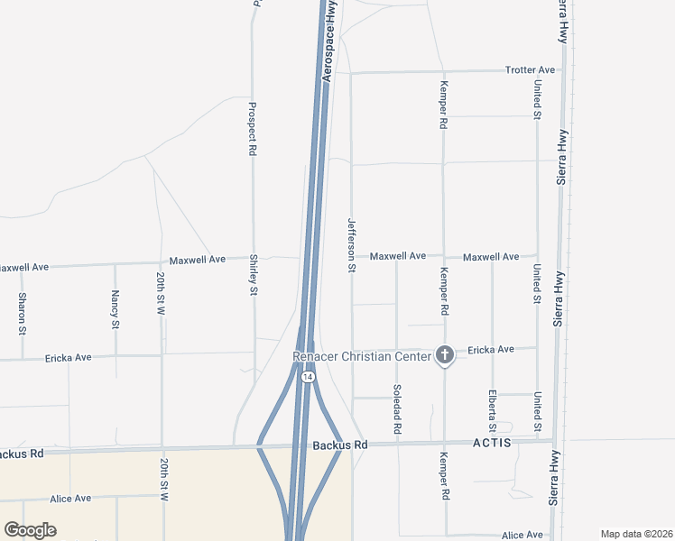 map of restaurants, bars, coffee shops, grocery stores, and more near 14 Frontage Road West in Mojave