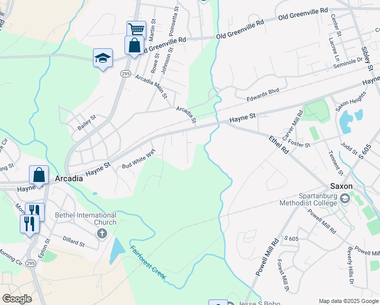 map of restaurants, bars, coffee shops, grocery stores, and more near 171 Bowers Court in Spartanburg