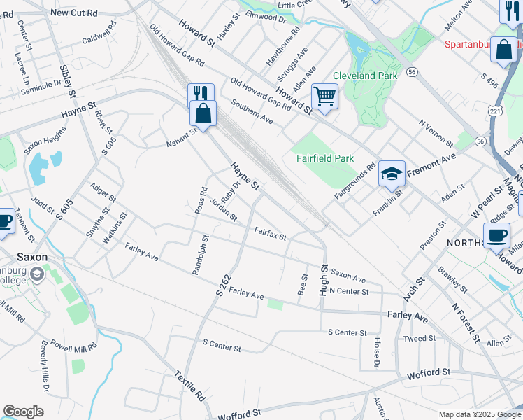 map of restaurants, bars, coffee shops, grocery stores, and more near 764 Whitlock Street in Spartanburg