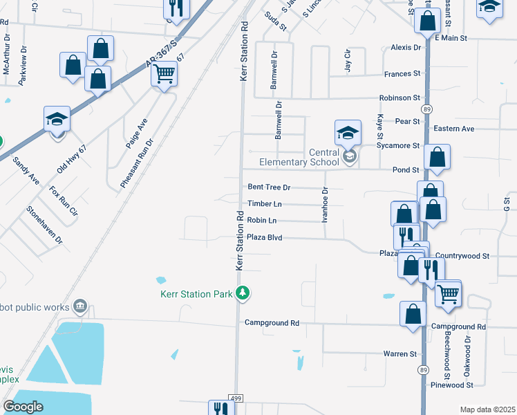 map of restaurants, bars, coffee shops, grocery stores, and more near 16 Timber Lane in Cabot
