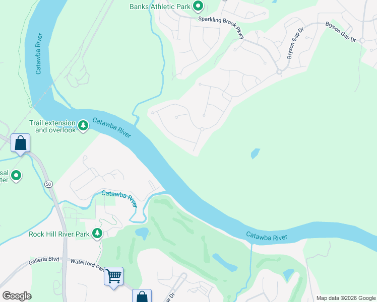 map of restaurants, bars, coffee shops, grocery stores, and more near 2250 Brandybuck Court in Fort Mill