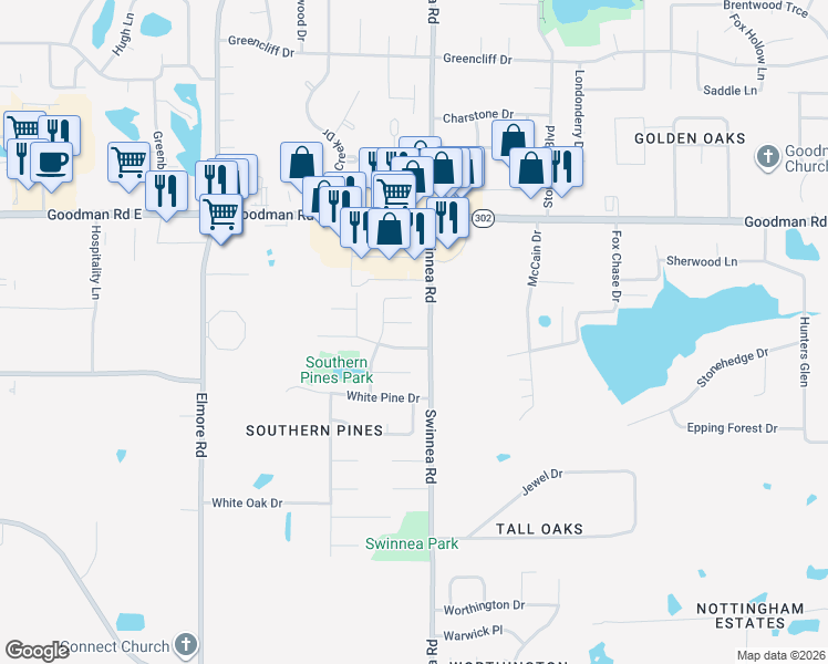 map of restaurants, bars, coffee shops, grocery stores, and more near 955 Pine Wood Place in Southaven