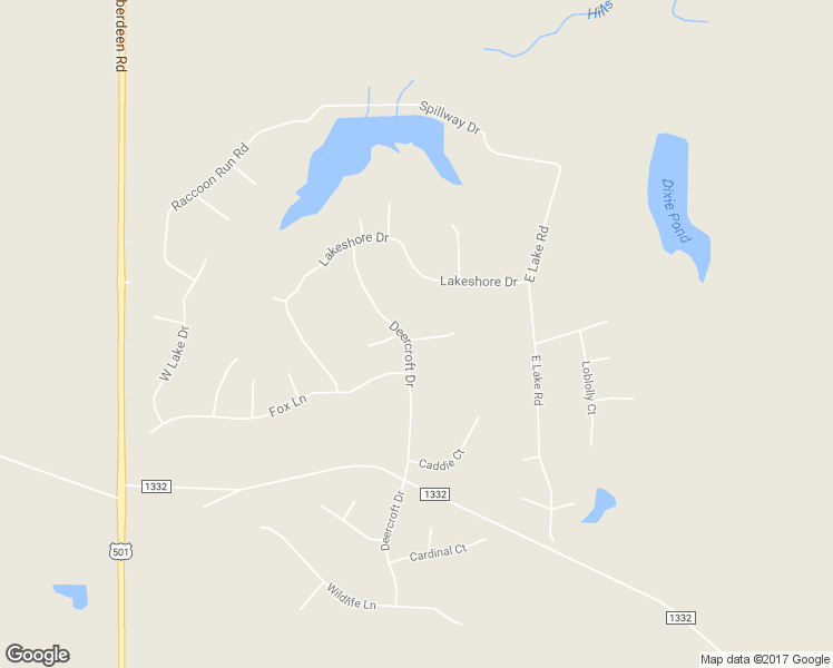 map of restaurants, bars, coffee shops, grocery stores, and more near 16021 Bee Tree Lane in Wagram