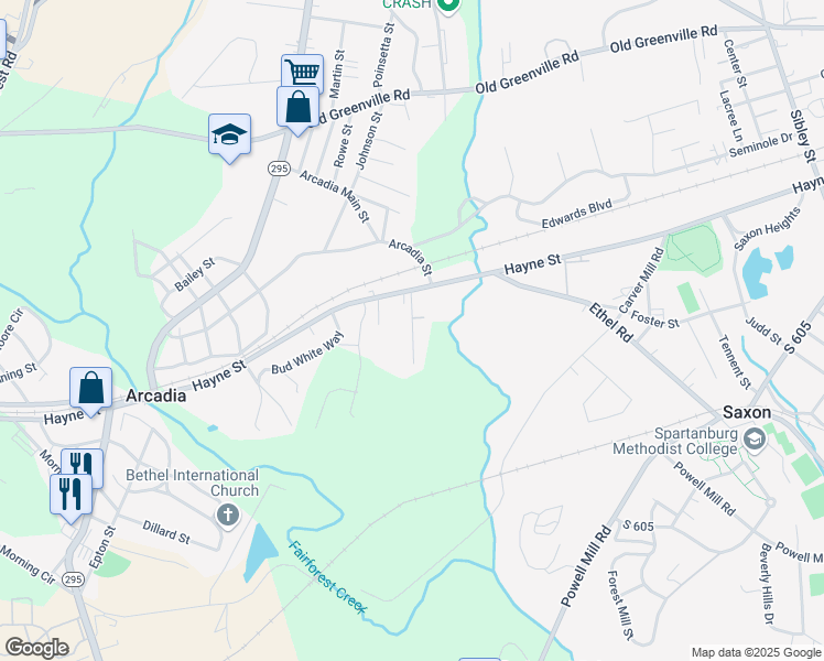 map of restaurants, bars, coffee shops, grocery stores, and more near 171 Bowers Court in Spartanburg