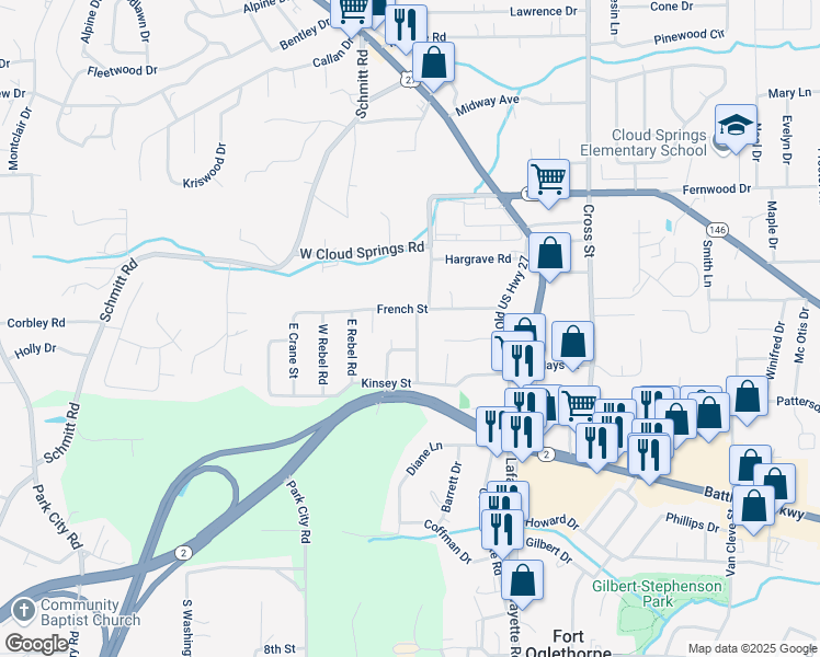 map of restaurants, bars, coffee shops, grocery stores, and more near in 
