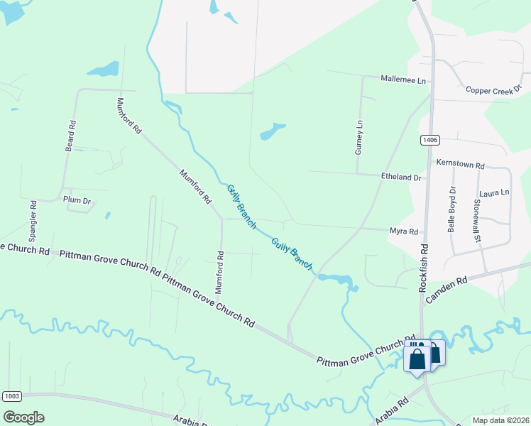 map of restaurants, bars, coffee shops, grocery stores, and more near 533 Myra Road in Raeford