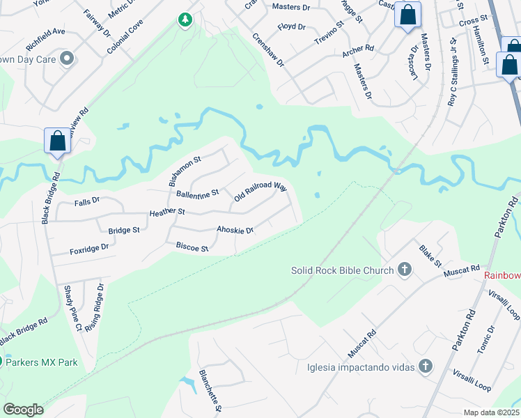 map of restaurants, bars, coffee shops, grocery stores, and more near 5243 Heather Street in Hope Mills