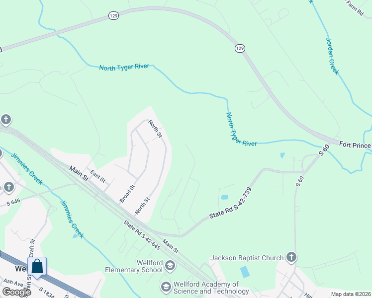 map of restaurants, bars, coffee shops, grocery stores, and more near 140 North Street in Wellford