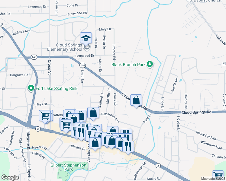 map of restaurants, bars, coffee shops, grocery stores, and more near 49 Block Road in Rossville