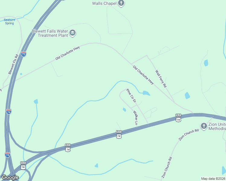 map of restaurants, bars, coffee shops, grocery stores, and more near 180 Pine Circle Drive in Rockingham