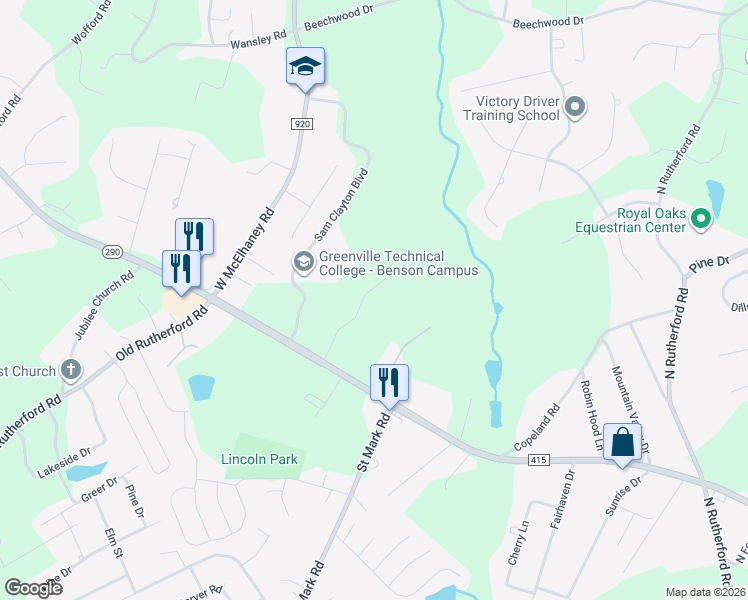 map of restaurants, bars, coffee shops, grocery stores, and more near 539 Whispering Court in Taylors
