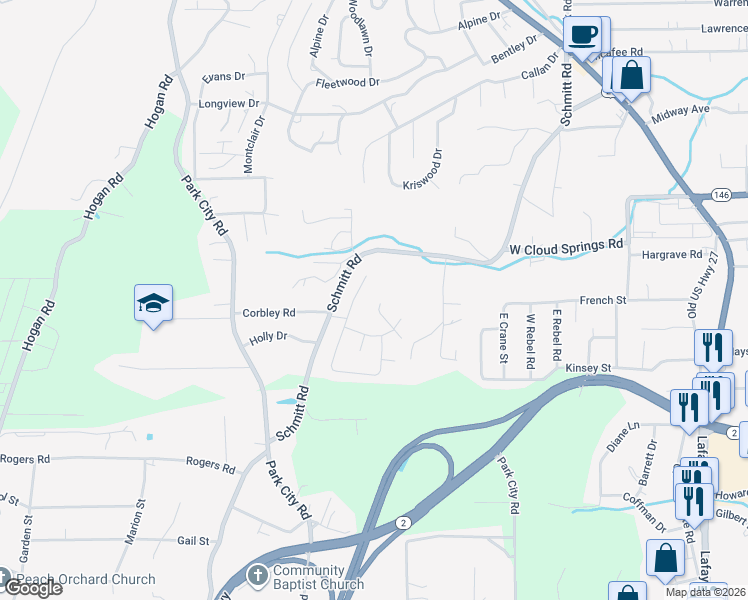 map of restaurants, bars, coffee shops, grocery stores, and more near 26 Hunter Drive in Rossville