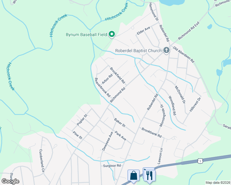 map of restaurants, bars, coffee shops, grocery stores, and more near 932 Montclair Avenue in Rockingham