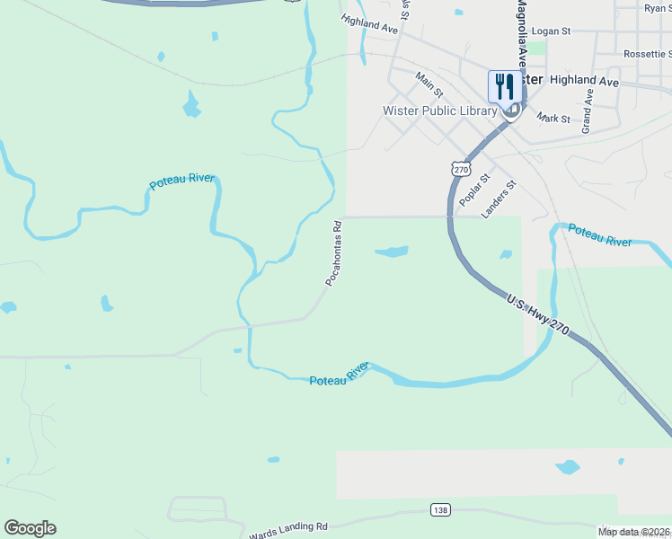 map of restaurants, bars, coffee shops, grocery stores, and more near County Road 149 in Wister