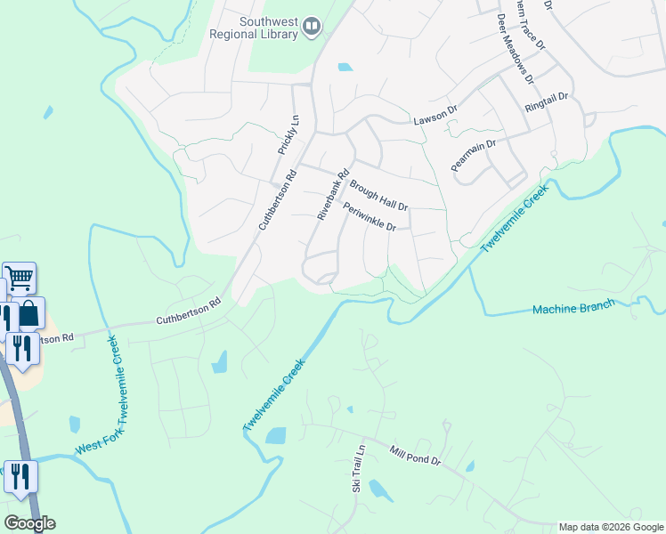 map of restaurants, bars, coffee shops, grocery stores, and more near 1141 Sapona River Lane in Waxhaw
