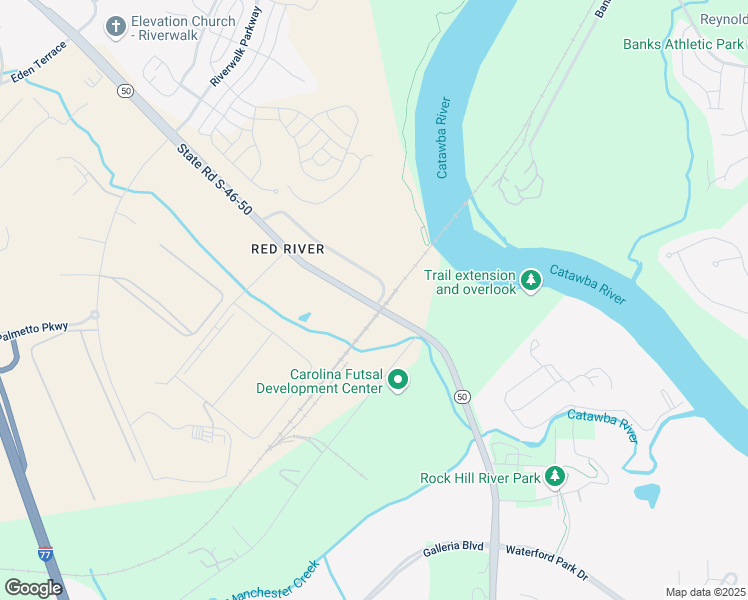 map of restaurants, bars, coffee shops, grocery stores, and more near 121 Cherry Street in Rock Hill