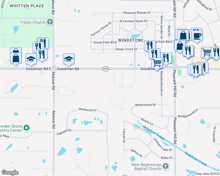 map of restaurants, bars, coffee shops, grocery stores, and more near 100 Academy Dr in Olive Branch