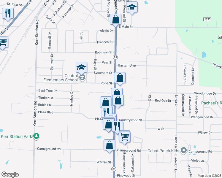 map of restaurants, bars, coffee shops, grocery stores, and more near in Cabot