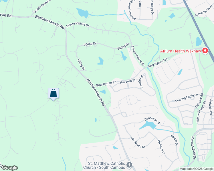 map of restaurants, bars, coffee shops, grocery stores, and more near 2703 Arsdale Road in Waxhaw