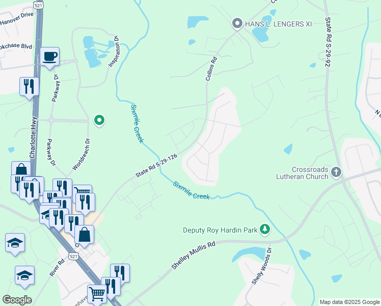 map of restaurants, bars, coffee shops, grocery stores, and more near 1078 Wellington Avenue in Indian Land
