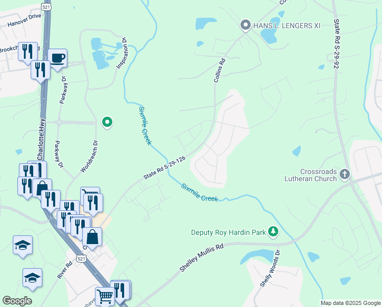 map of restaurants, bars, coffee shops, grocery stores, and more near 1078 Wellington Avenue in Indian Land