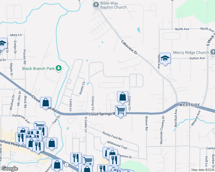 map of restaurants, bars, coffee shops, grocery stores, and more near 351 Franklin Drive in Fort Oglethorpe