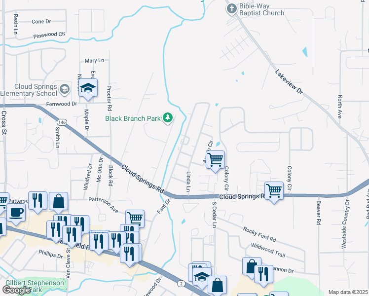 map of restaurants, bars, coffee shops, grocery stores, and more near 232 McDonald Drive in Rossville
