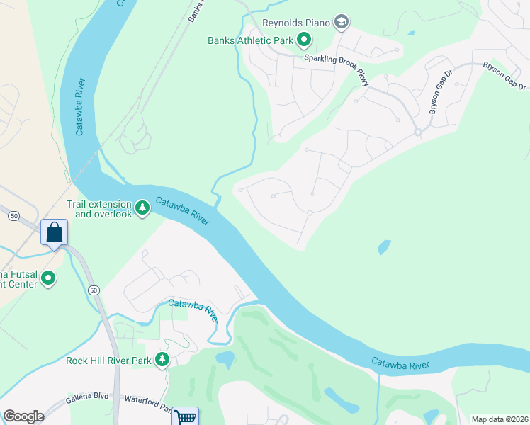map of restaurants, bars, coffee shops, grocery stores, and more near 2164 Hanging Rock Road in Fort Mill
