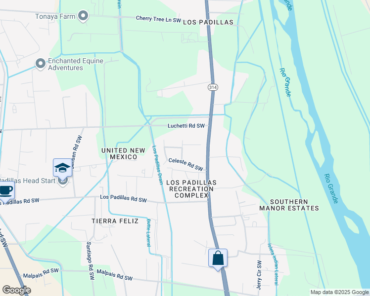 map of restaurants, bars, coffee shops, grocery stores, and more near 7124 Cecilia Drive Southwest in Albuquerque