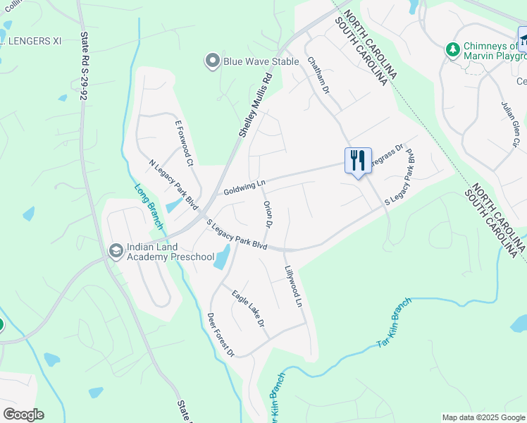 map of restaurants, bars, coffee shops, grocery stores, and more near 3051 Orion Drive in Indian Land